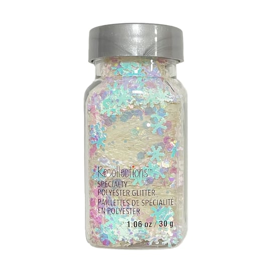 Specialty Polyester Glitter White Iridescent Snowflakes by Recollections™